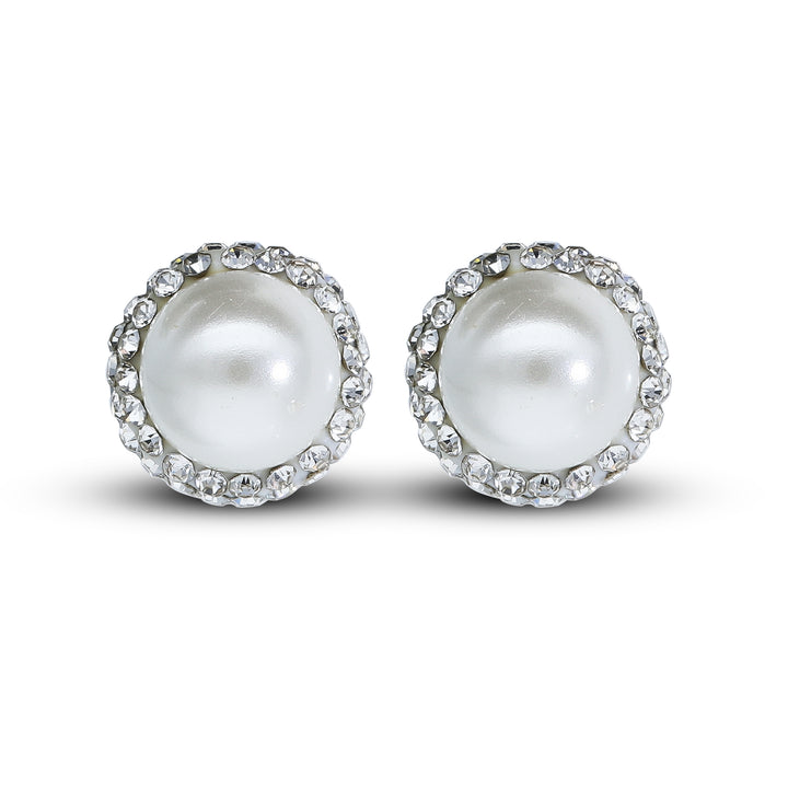 Elegant Pearl & Crystal Jewellery Set – Necklace with Pendant & Matching Stud Earrings