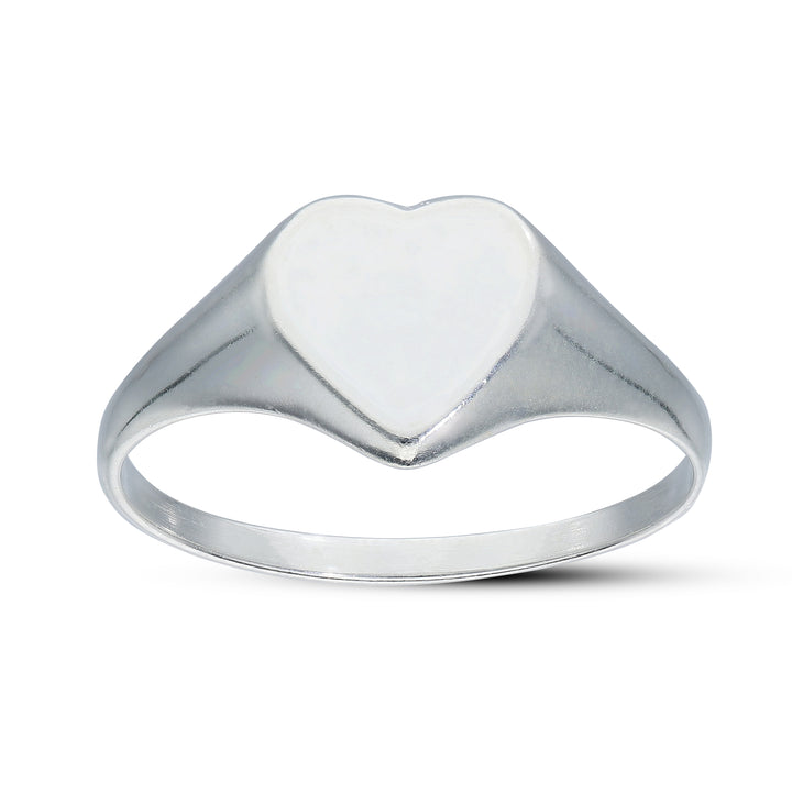 Personalised Heart Signet Ring in Sterling Silver or Gold Plated – Valentine’s Gift