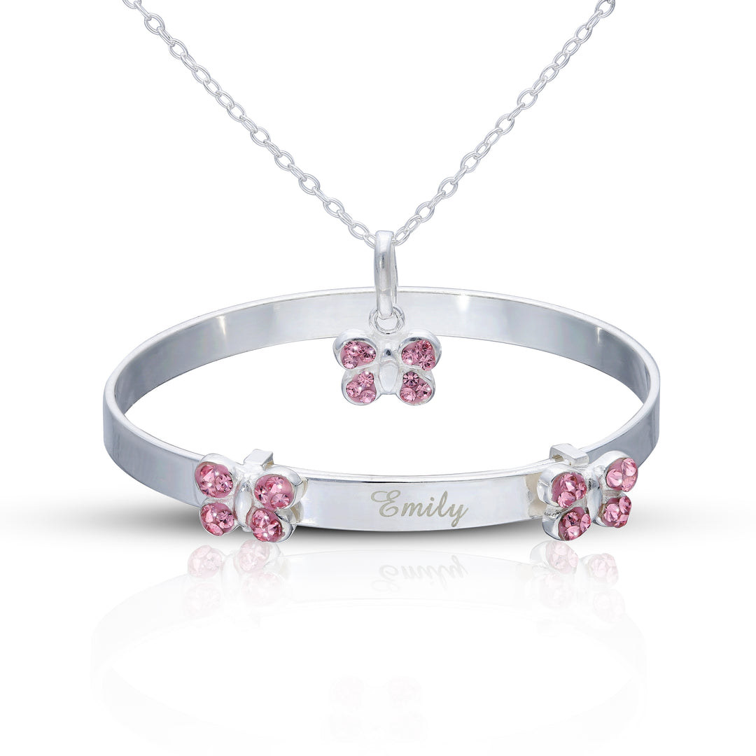 Children’s Customised Jewellery Gift Set with Pink CZ Butterfly's ( 0-3 years )