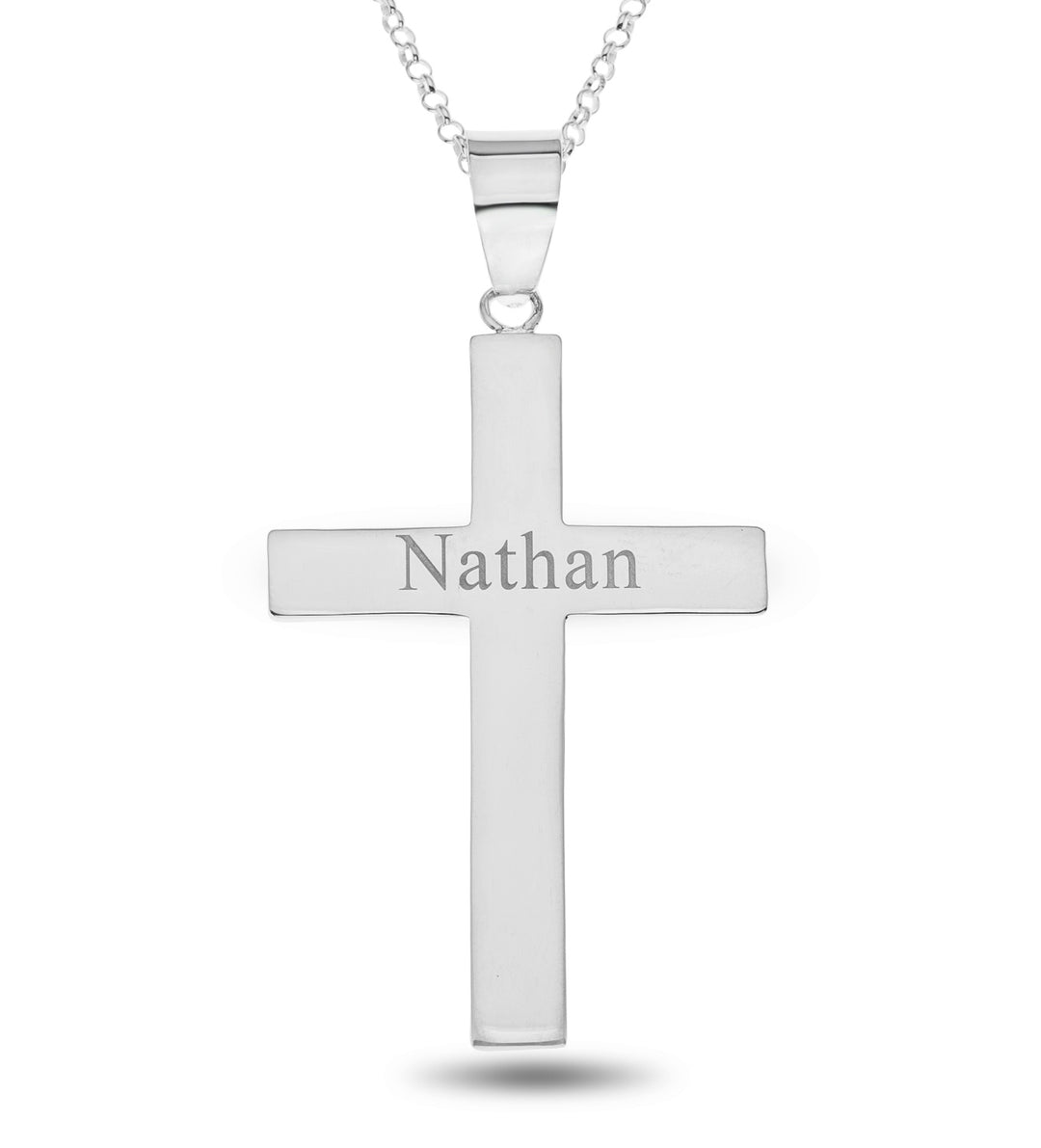 Personalised Men's Silver Large Cross Necklace – Heavy Religious Pendant