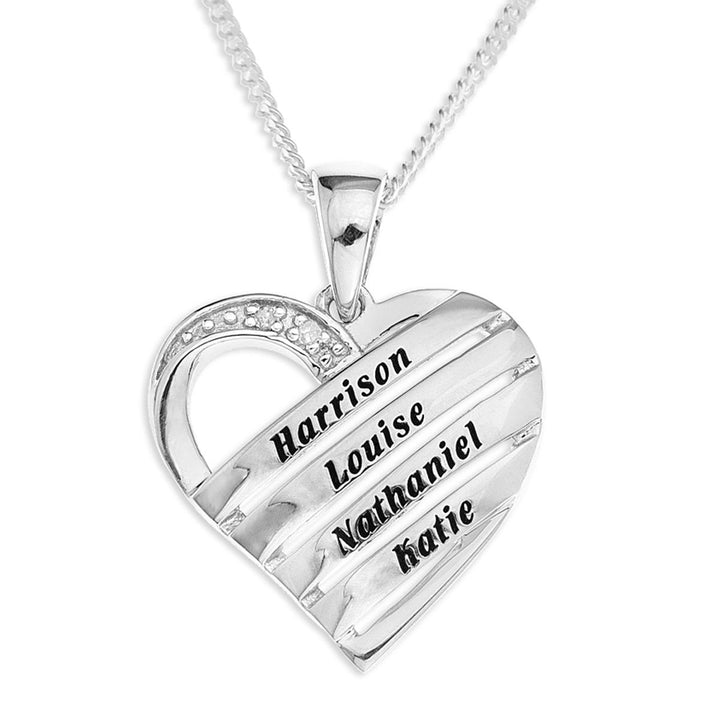 Personalised 925 Silver Cubic Zirconia Heart Necklace