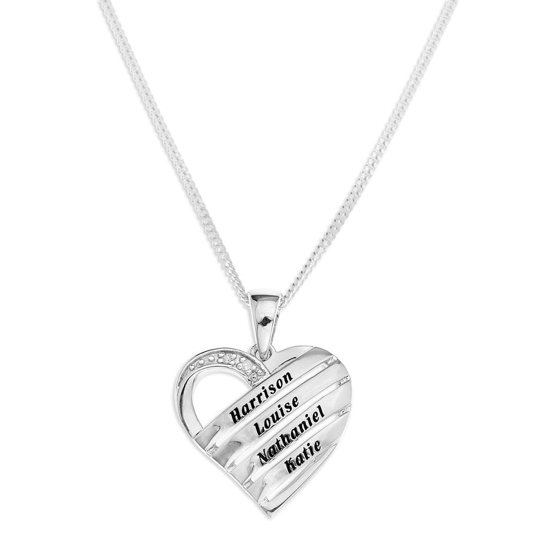 Personalised 925 Silver Cubic Zirconia Heart Necklace