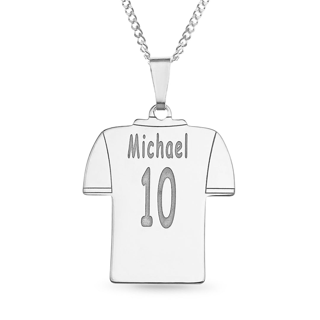 Personalised Football Shirt Pendant – Custom Engraved Gift for Kids, Dad, Coach, or Soccer Fans