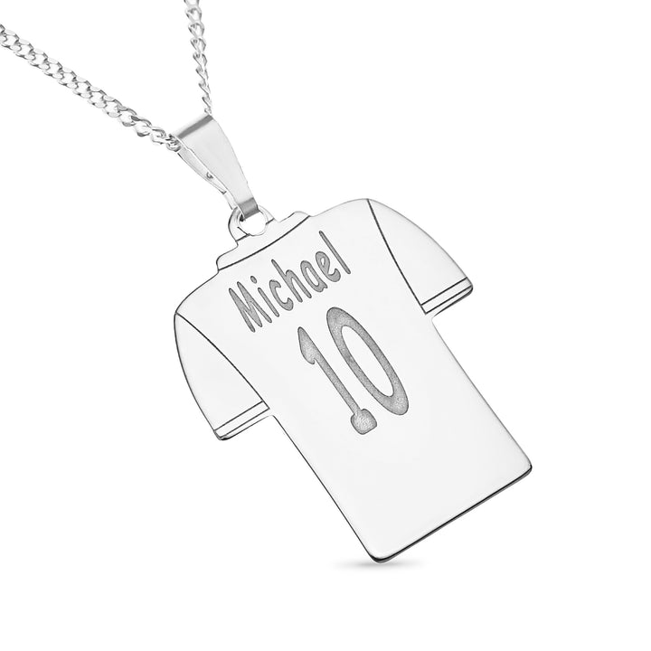 Personalised Football Shirt Pendant – Custom Engraved Gift for Kids, Dad, Coach, or Soccer Fans
