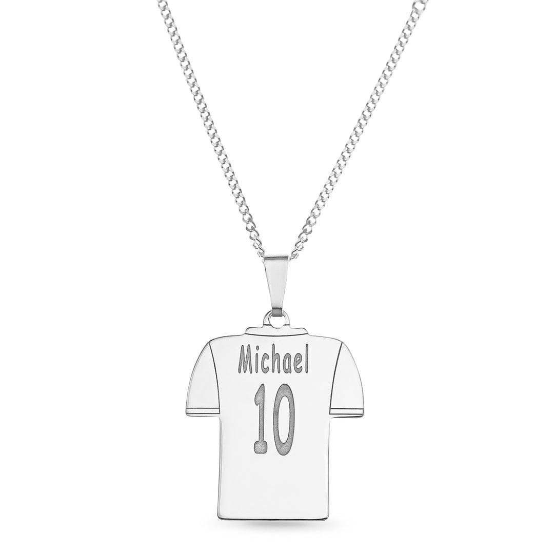 Personalised Football Shirt Pendant – Custom Engraved Gift for Kids, Dad, Coach, or Soccer Fans