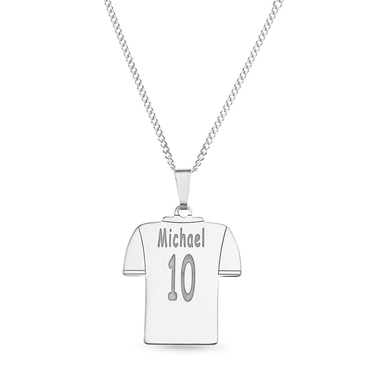 Personalised Football Shirt Pendant – Custom Engraved Gift for Kids, Dad, Coach, or Soccer Fans