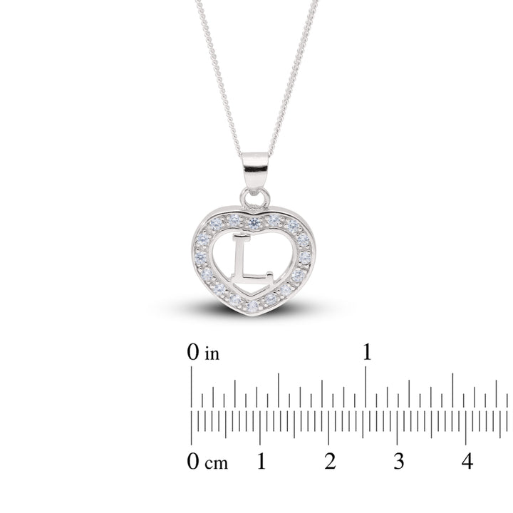 Sterling Silver Cubic Zirconia Initial Heart Necklace