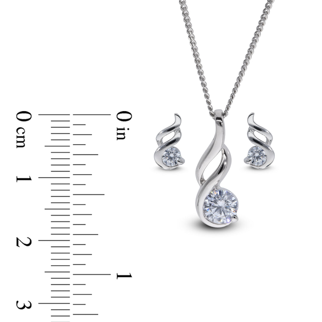 Tear Drop Cubic Zirconia Jewellery Set in Silver