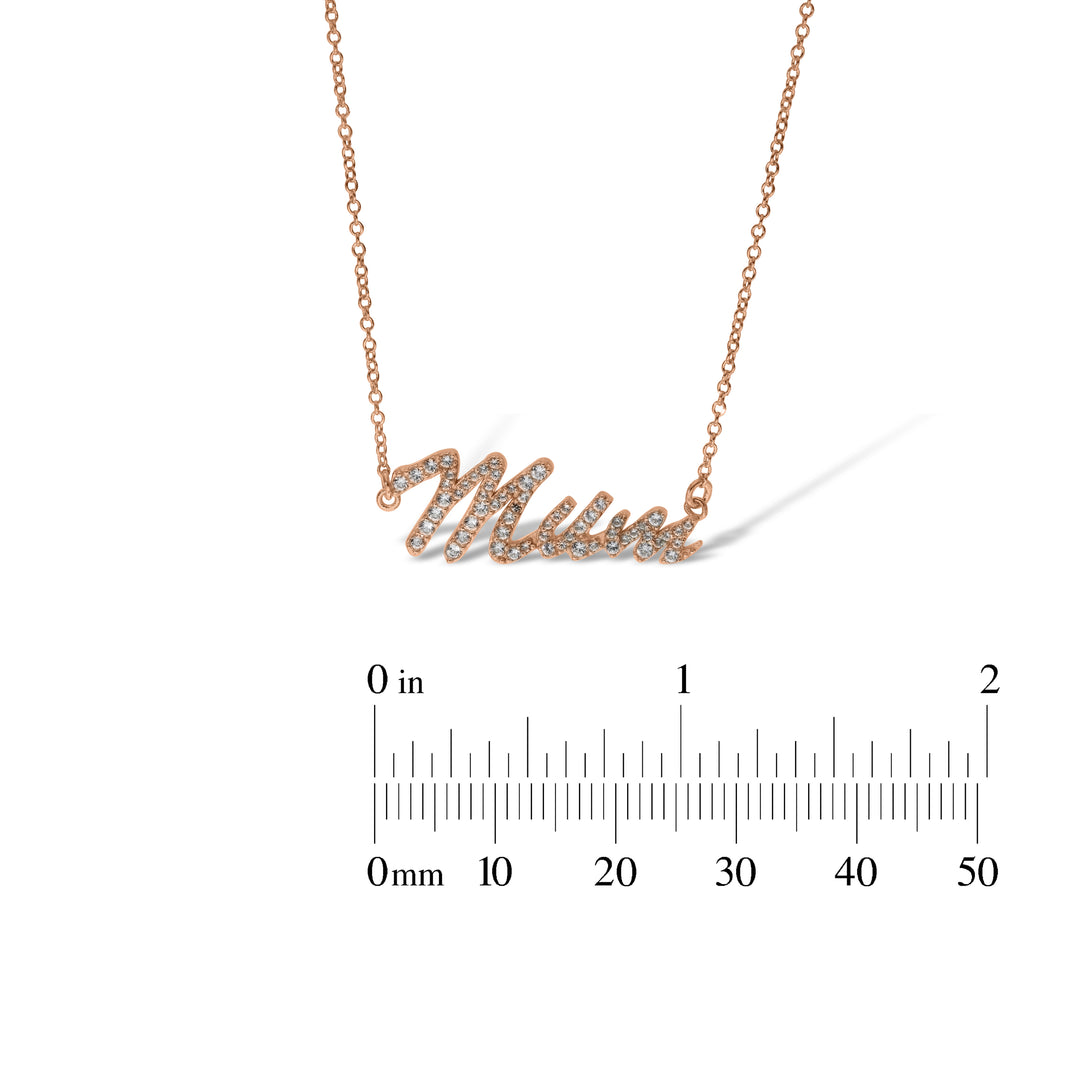 Sterling Silver Mum, Nan, Sister, Mom Necklace with White Sapphire set