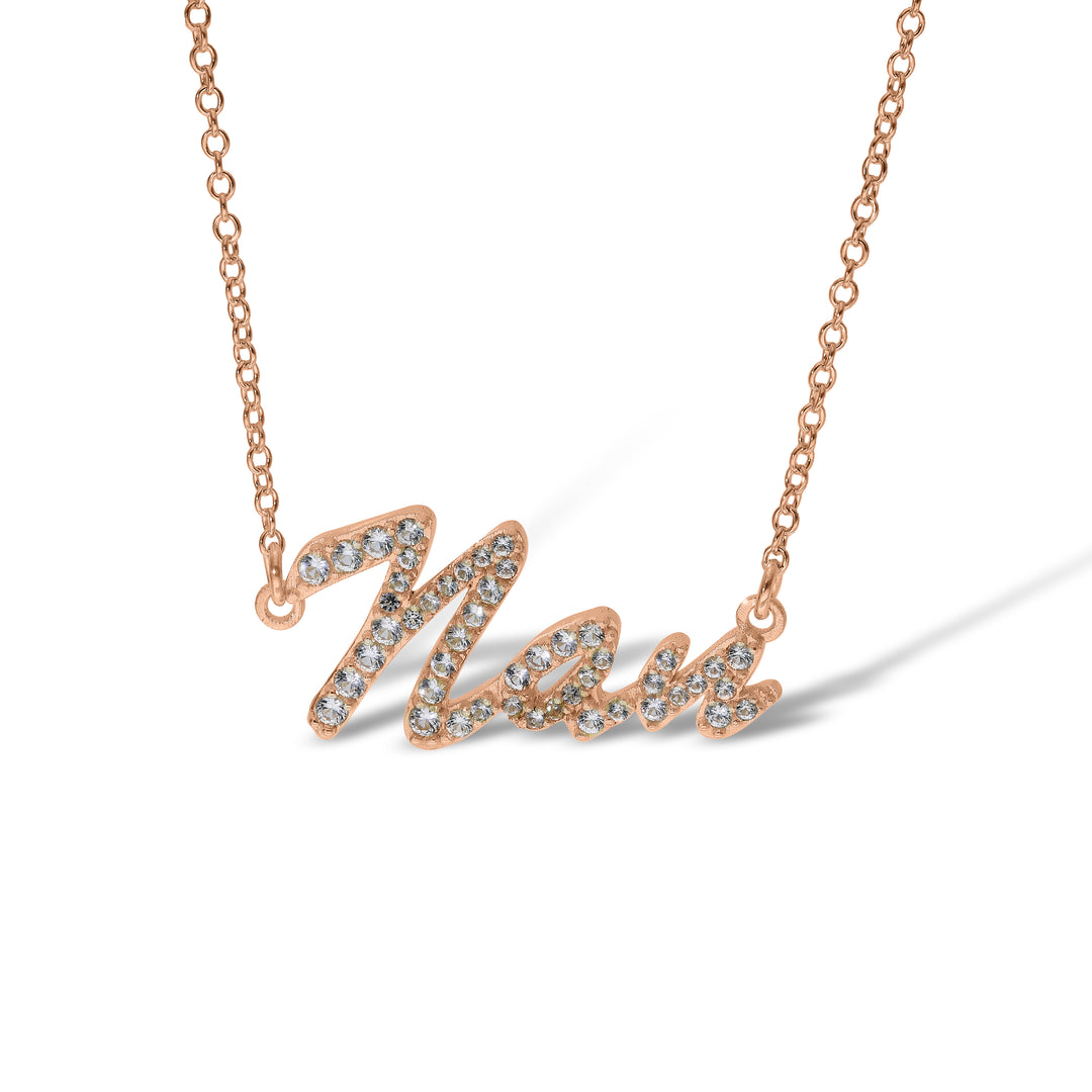 Sterling Silver Mum, Nan, Sister, Mom Necklace with White Sapphire set