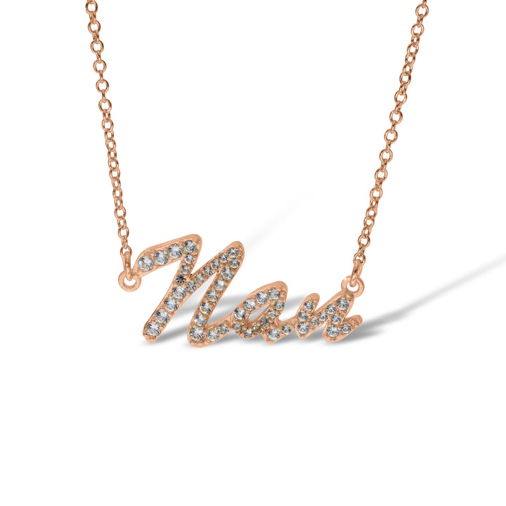 Sterling Silver Mum, Nan, Sister, Mom Necklace with White Sapphire set