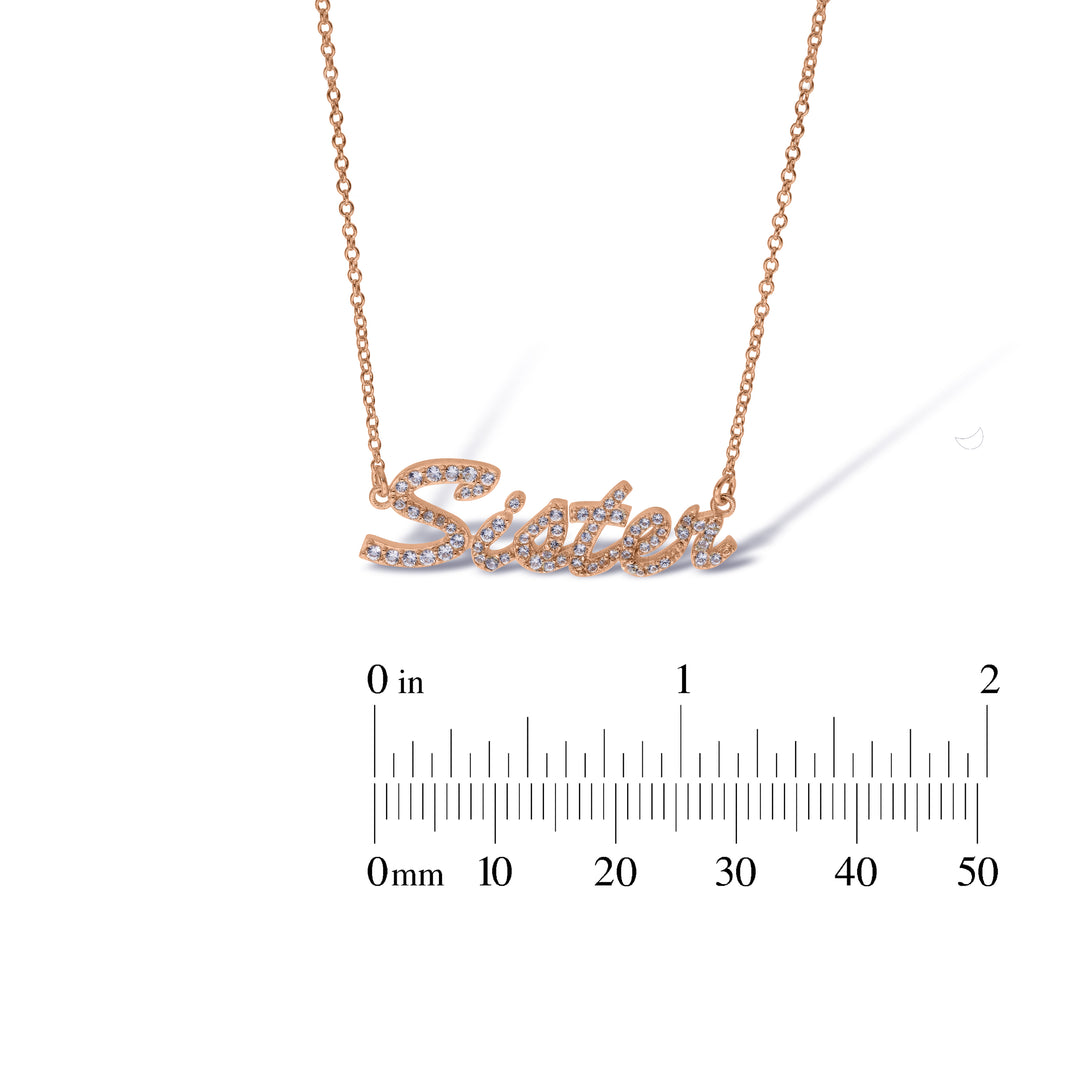 Sterling Silver Mum, Nan, Sister, Mom Necklace with White Sapphire set