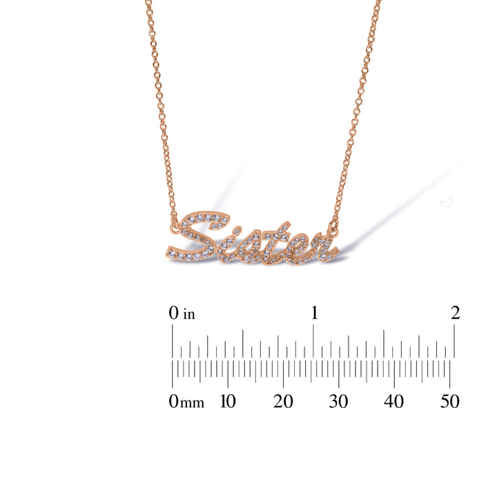 Sterling Silver Mum, Nan, Sister, Mom Necklace with White Sapphire set