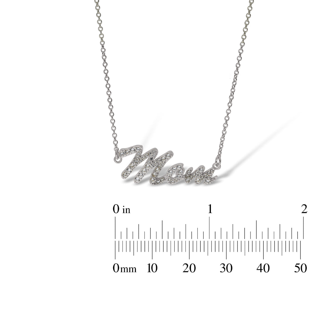 Sterling Silver Mum, Nan, Sister, Mom Necklace with White Sapphire set