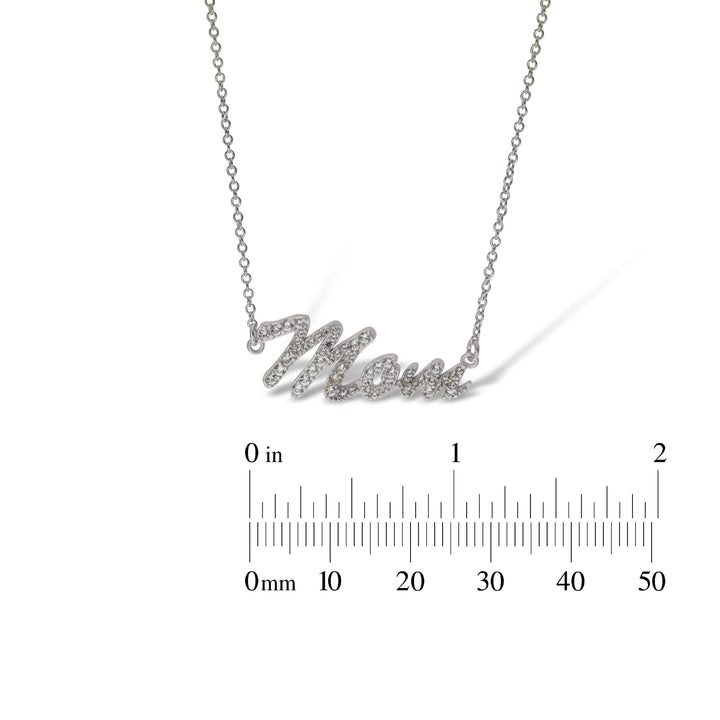 Sterling Silver Mum, Nan, Sister, Mom Necklace with White Sapphire set