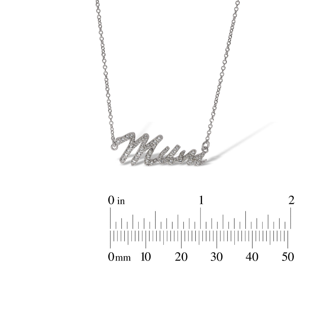 Sterling Silver Mum, Nan, Sister, Mom Necklace with White Sapphire set