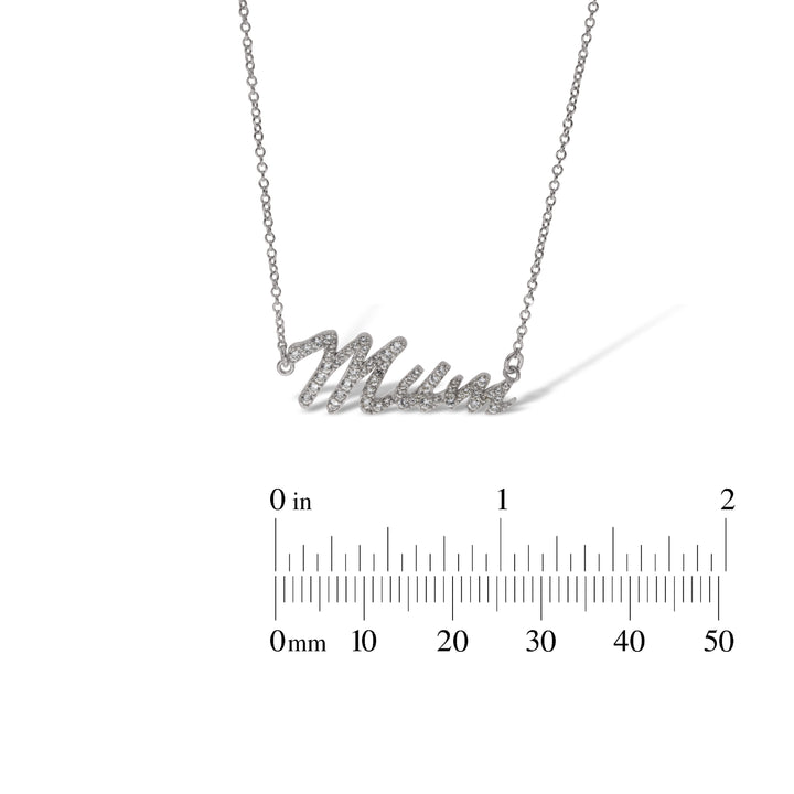 Sterling Silver Mum, Nan, Sister, Mom Necklace with White Sapphire set