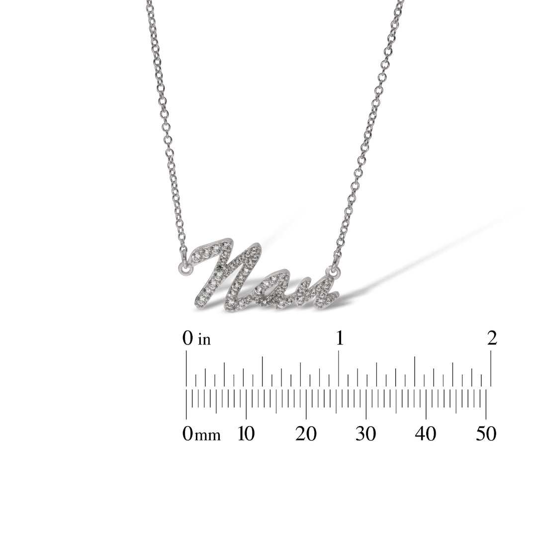 Sterling Silver Mum, Nan, Sister, Mom Necklace with White Sapphire set