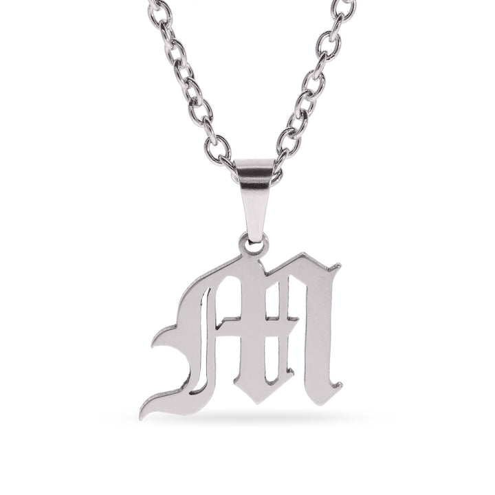 Old English Initial Pendant Necklace