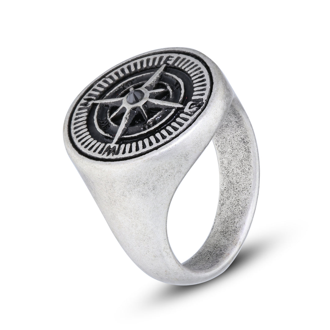 Gents Onyx Compass Ring