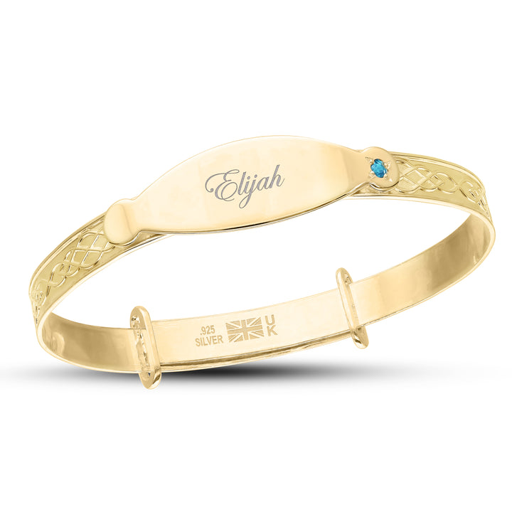 Kids' Blue CZ Boy's Bangle in 18ct Gold plated (0-3 years)