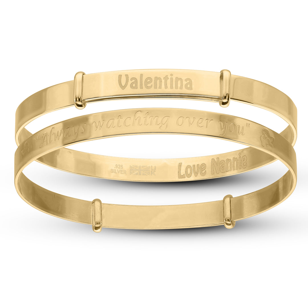 Children's Customised Guardian Angel Bangle Gold Plated (0-3 years)