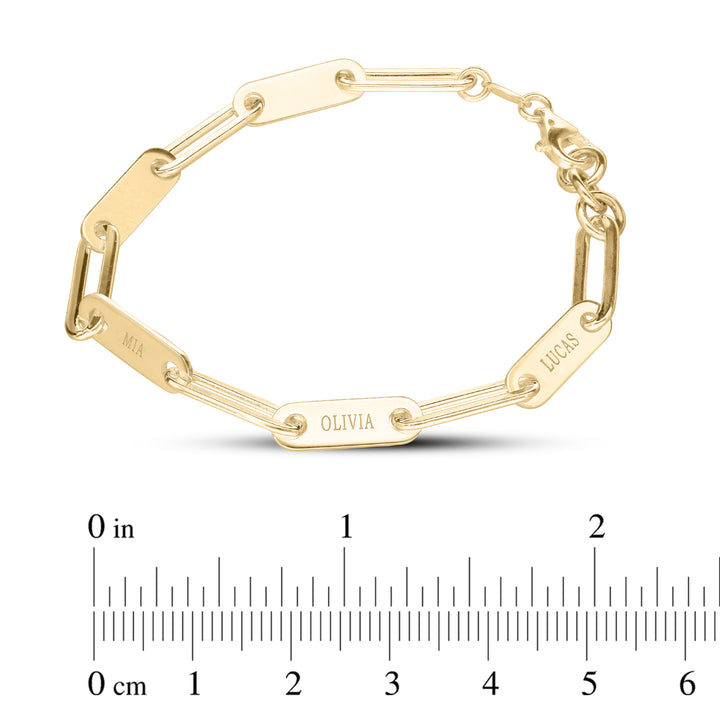 925 Personalised Paper Clip Chain Bracelet Sterling Silver or Yellow Gold Plated