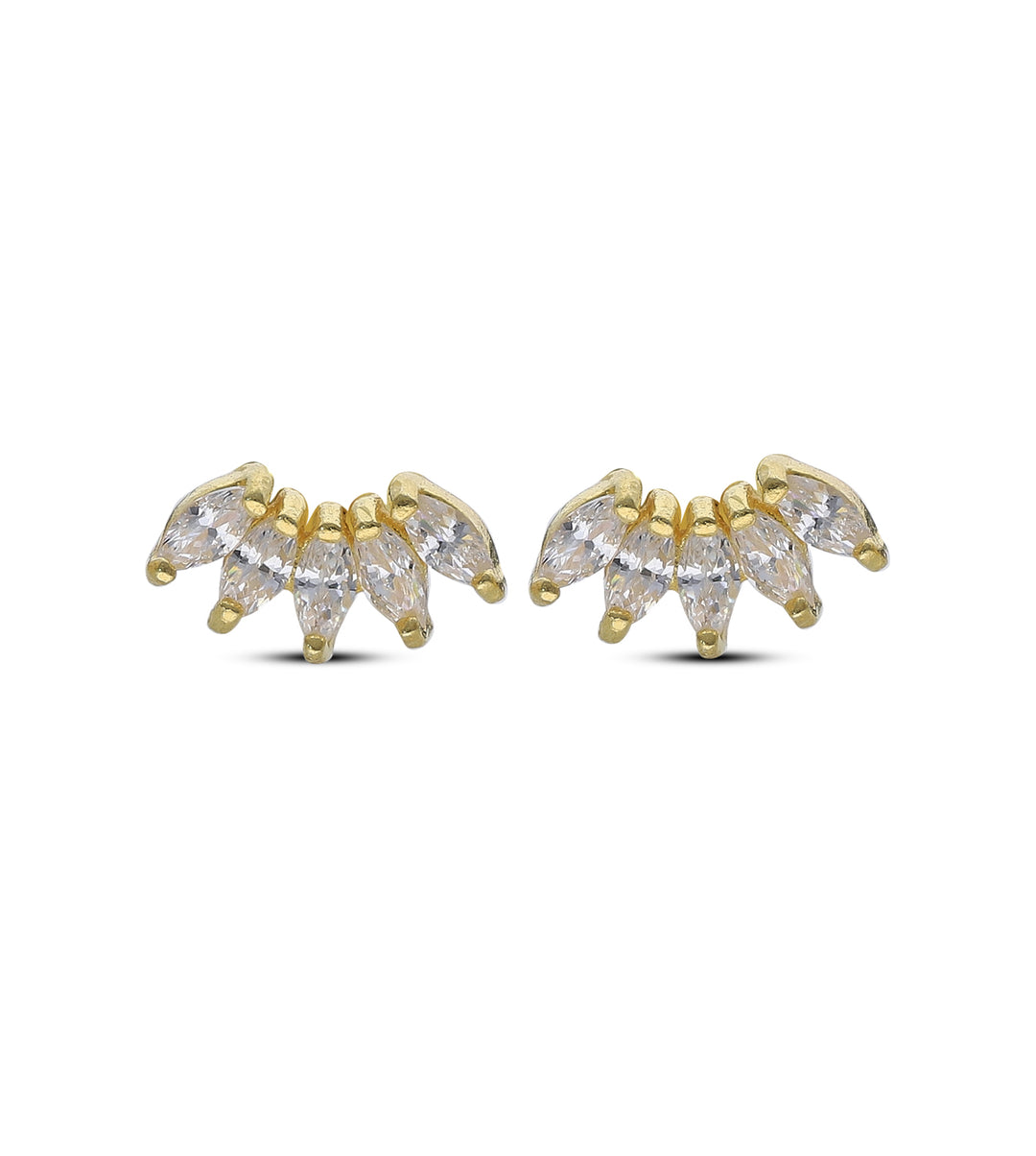 Gold Plated Stud Earrings, 925 Mix Shape, Sun, Evil Eye, Shell, Floral, Butterfly,