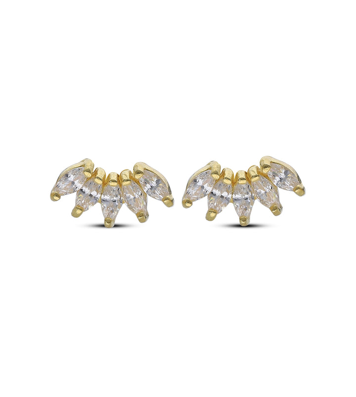 Gold Plated Stud Earrings, 925 Mix Shape, Sun, Evil Eye, Shell, Floral, Butterfly,