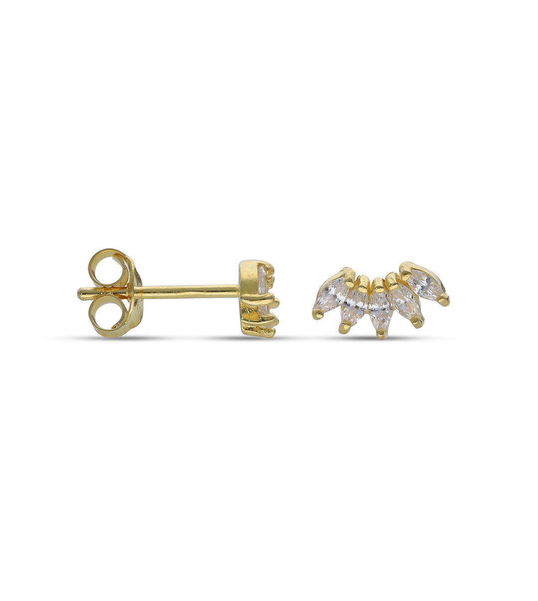 Gold Plated Stud Earrings, 925 Mix Shape, Sun, Evil Eye, Shell, Floral, Butterfly,