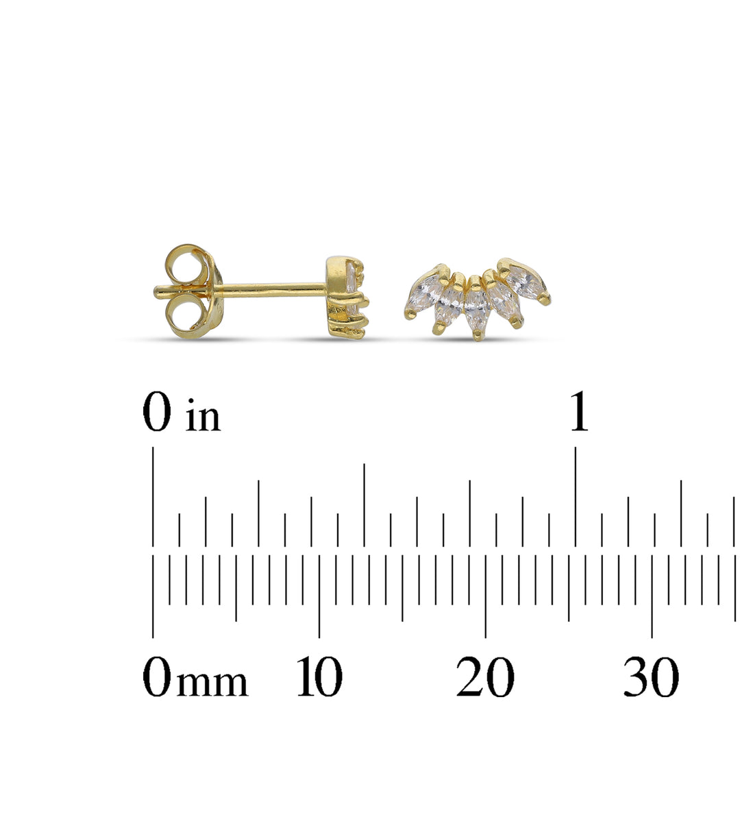 Gold Plated Stud Earrings, 925 Mix Shape, Sun, Evil Eye, Shell, Floral, Butterfly,