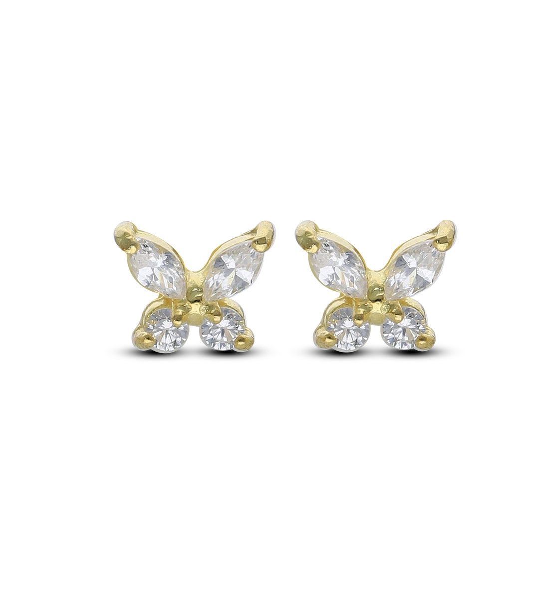 Gold Plated Stud Earrings, 925 Mix Shape, Sun, Evil Eye, Shell, Floral, Butterfly,