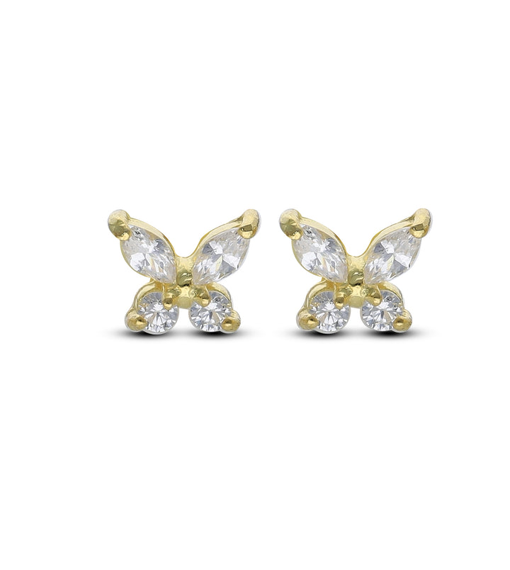 Gold Plated Stud Earrings, 925 Mix Shape, Sun, Evil Eye, Shell, Floral, Butterfly,