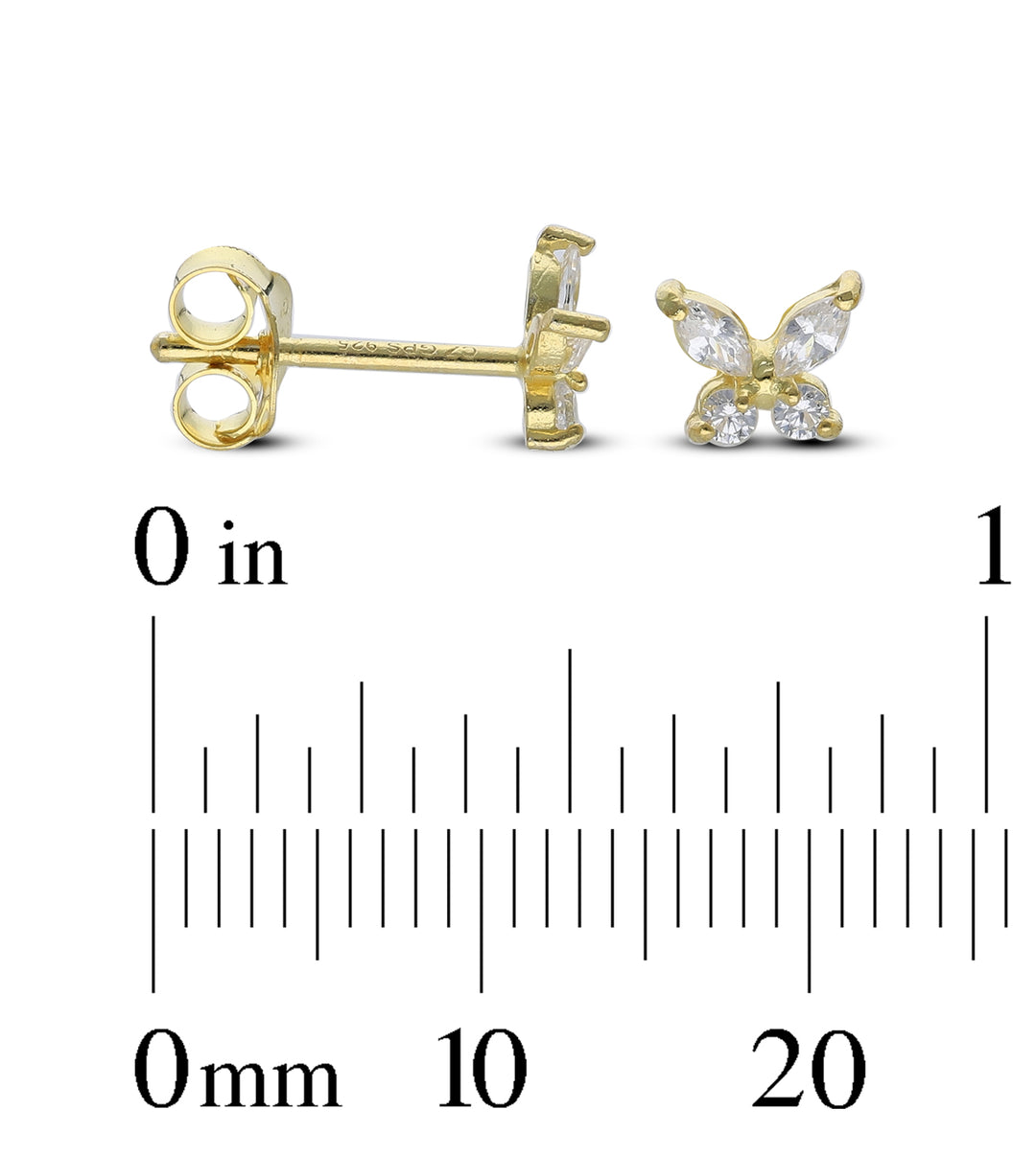 Gold Plated Stud Earrings, 925 Mix Shape, Sun, Evil Eye, Shell, Floral, Butterfly,