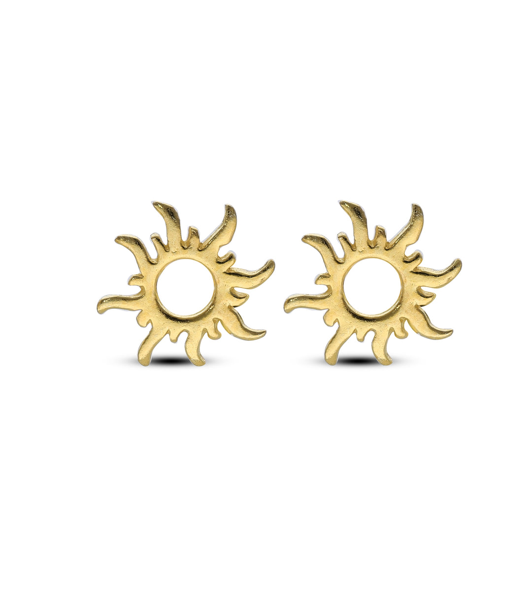 Gold Plated Stud Earrings, 925 Mix Shape, Sun, Evil Eye, Shell, Floral, Butterfly,