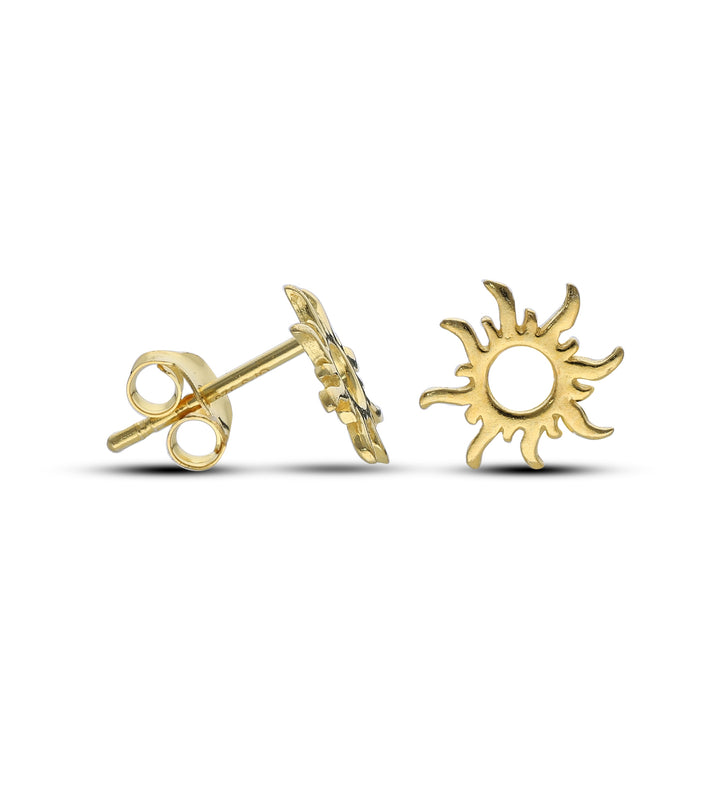 Gold Plated Stud Earrings, 925 Mix Shape, Sun, Evil Eye, Shell, Floral, Butterfly,