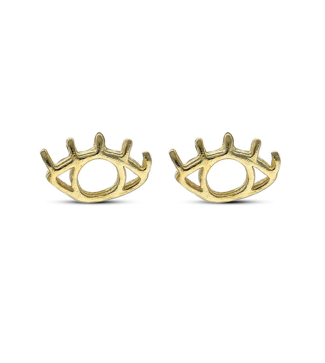 Gold Plated Stud Earrings, 925 Mix Shape, Sun, Evil Eye, Shell, Floral, Butterfly,