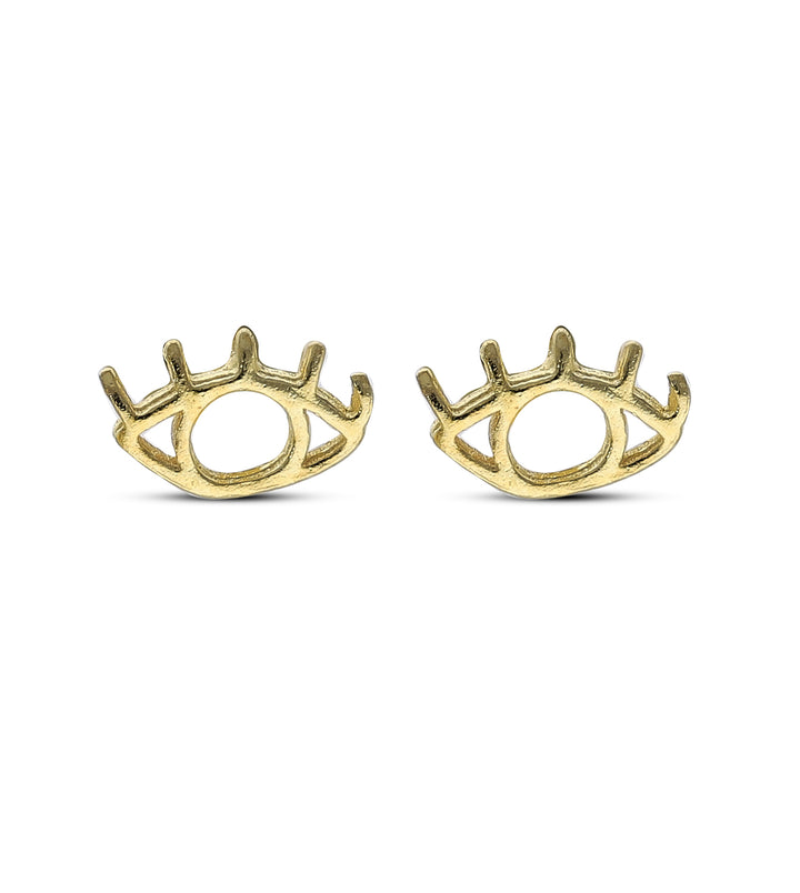 Gold Plated Stud Earrings, 925 Mix Shape, Sun, Evil Eye, Shell, Floral, Butterfly,