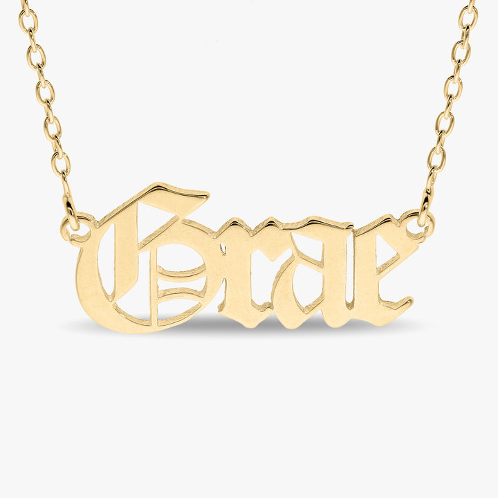 Personalised Old English Name Necklace - in Silver or 18ct Gold plated