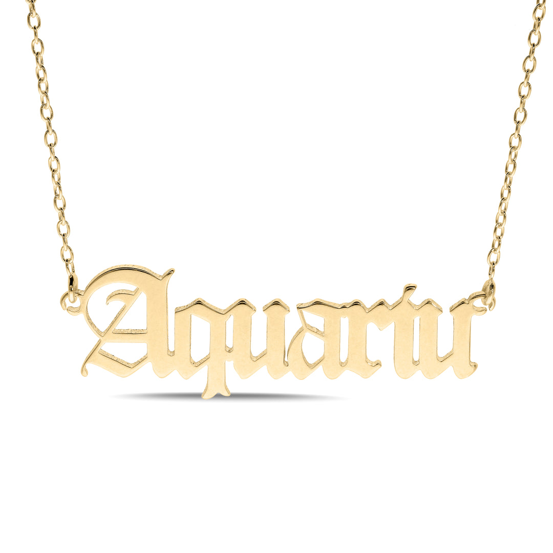 Personalised Old English Name Necklace - in Silver or 18ct Gold plated