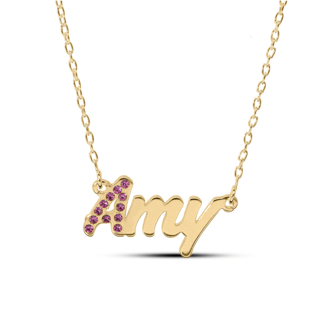 Personalised 925 Name Necklace with Crystal's Birthstones