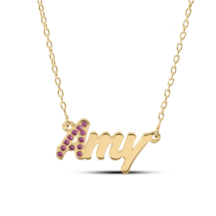 Personalised 925 Name Necklace with Crystal's Birthstones