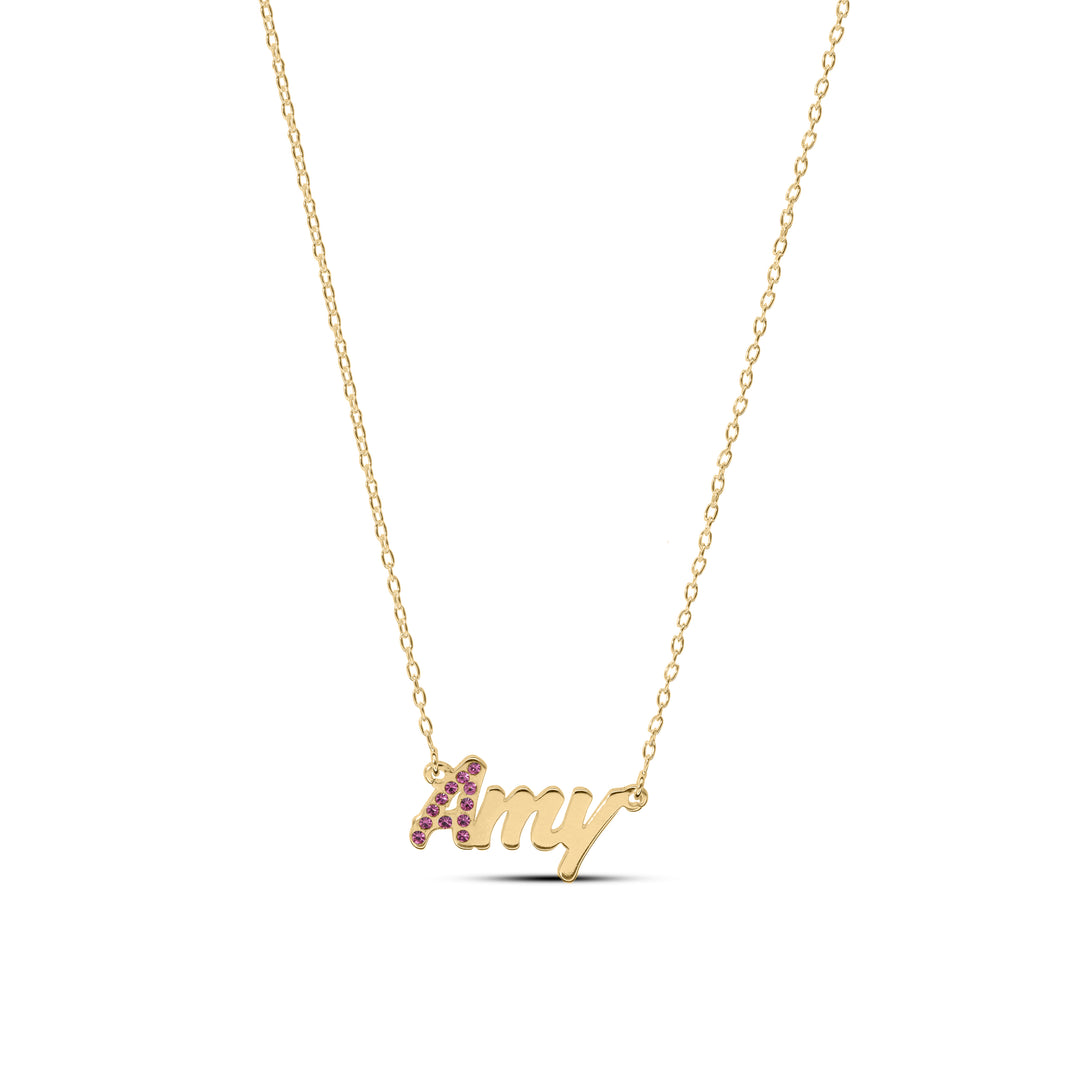Personalised 925 Name Necklace with Crystal's Birthstones