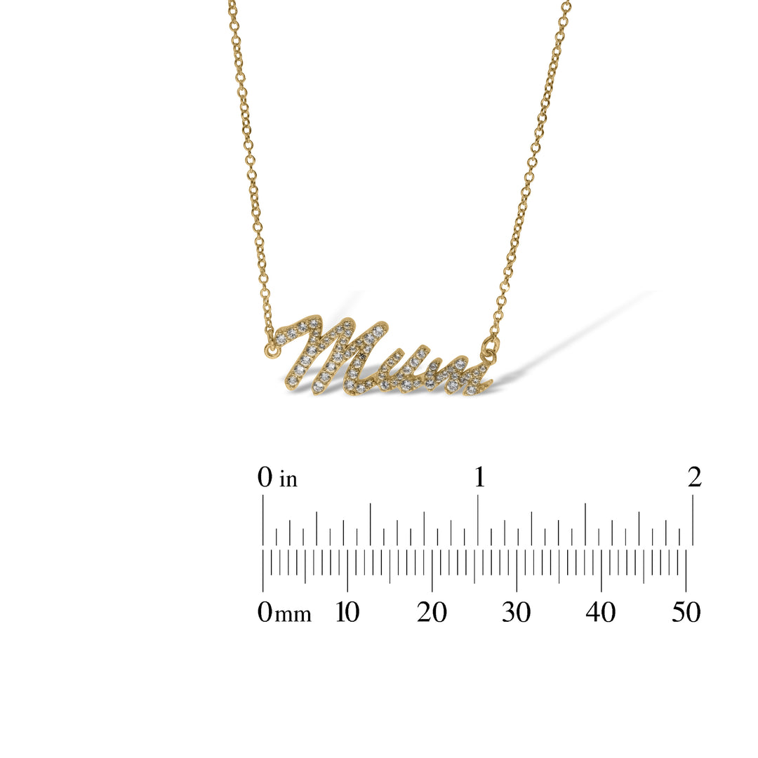 Sterling Silver Mum, Nan, Sister, Mom Necklace with White Sapphire set