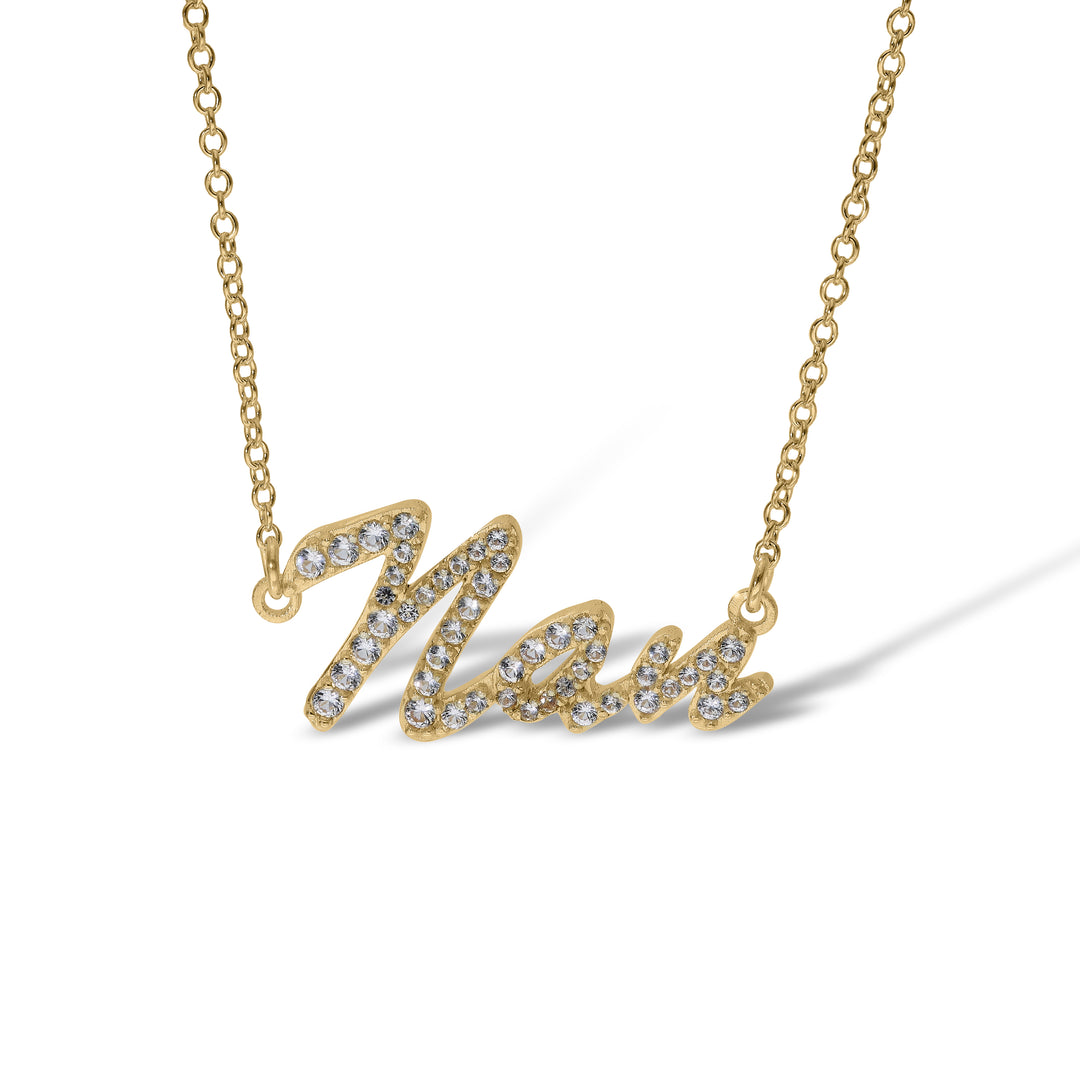 Sterling Silver Mum, Nan, Sister, Mom Necklace with White Sapphire set