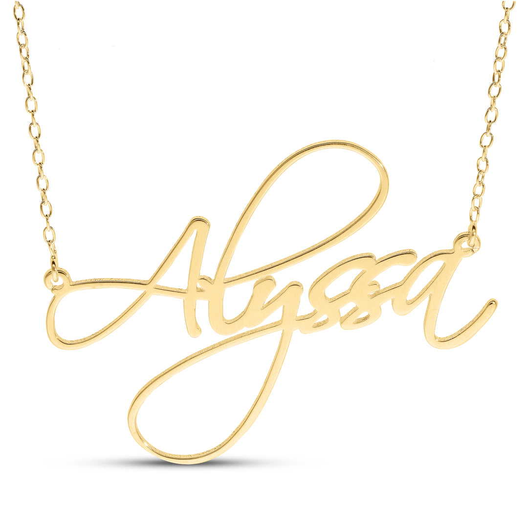 Personalised Sterling Silver Alyssa Name Necklace - in Silver or 18ct Gold plated