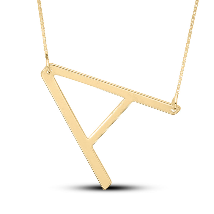 Personalised Capital Large Single Initial Pendant, Silver or Gold Plated Large Letter Necklace