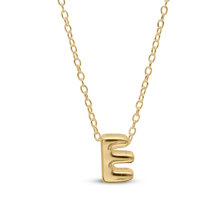 Personalised 925 Sterling Silver Balloon Effect Initial Necklace, Bubble Letter Pendant