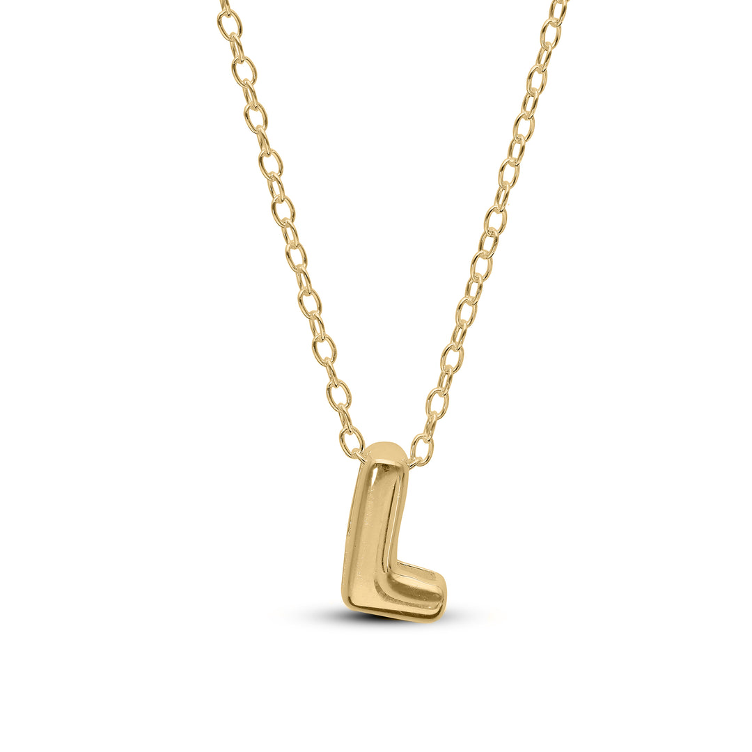 Personalised 925 Sterling Silver Balloon Effect Initial Necklace, Bubble Letter Pendant