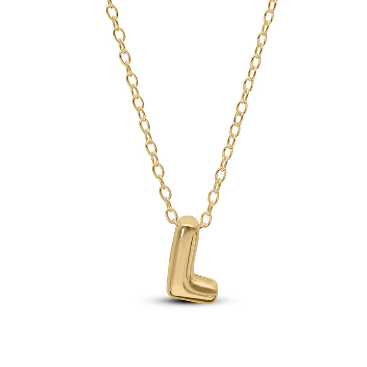Personalised 925 Sterling Silver Balloon Effect Initial Necklace, Bubble Letter Pendant